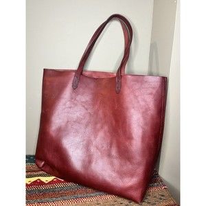 Madewell LArge Leather Transport Tote Oversized Open Burgundy